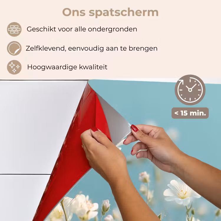 Spatscherm keuken - Stengels - Bloemen - Lucht - Wit — 4