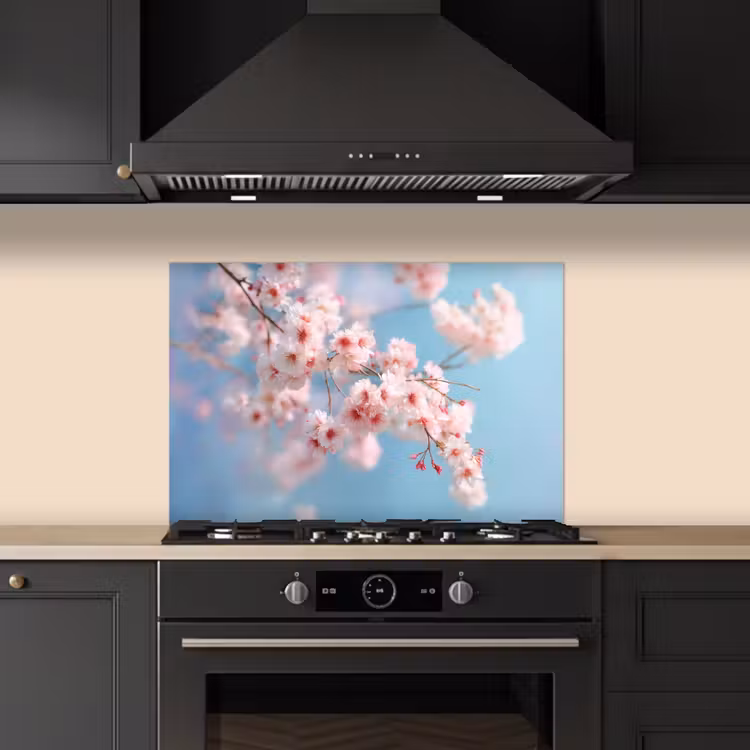 Spatscherm keuken - Takken - Bloesems - Roze — 2