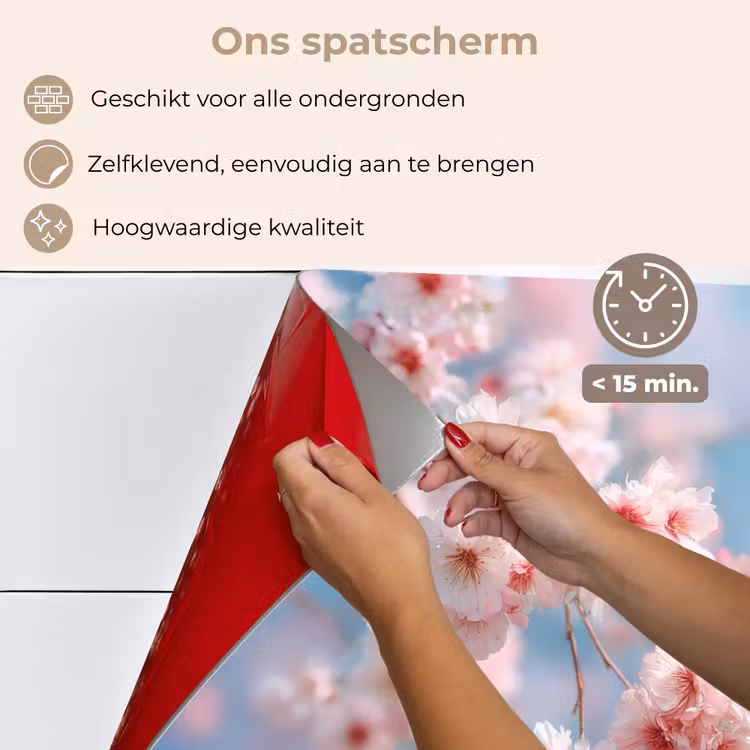 Spatscherm keuken - Takken - Bloesems - Roze — 4