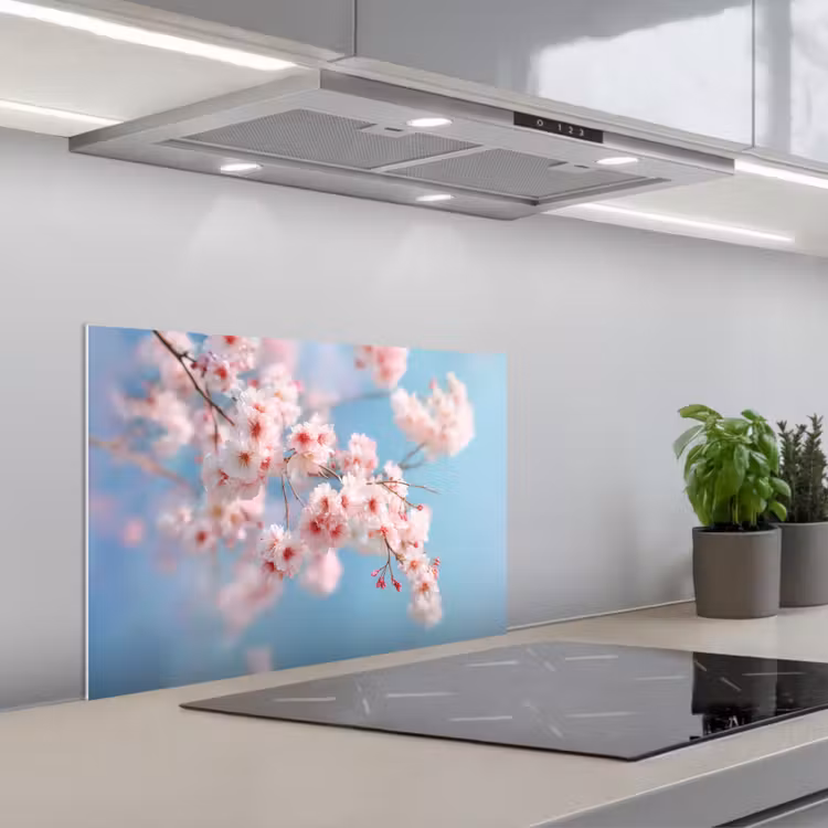 Spatscherm keuken - Takken - Bloesems - Roze — 5