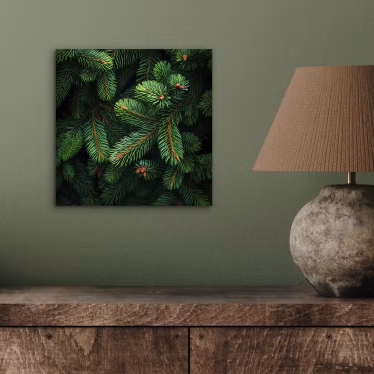 Aluminium schilderij - Sparrentakken - Knoppen - Naalden - Groen — 3