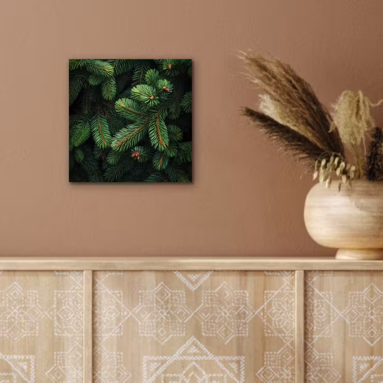 Aluminium schilderij - Sparrentakken - Knoppen - Naalden - Groen — 5