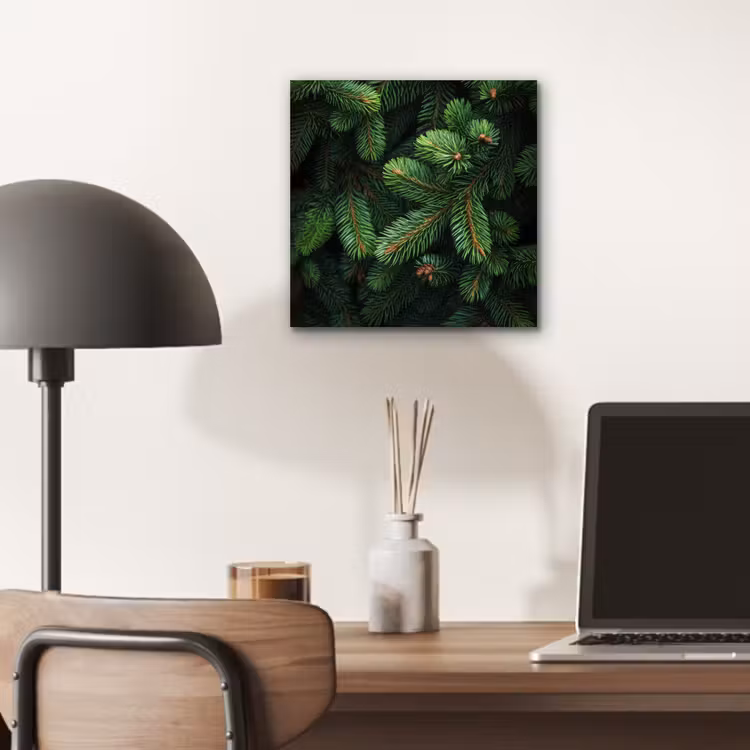 Aluminium schilderij - Sparrentakken - Knoppen - Naalden - Groen — 6