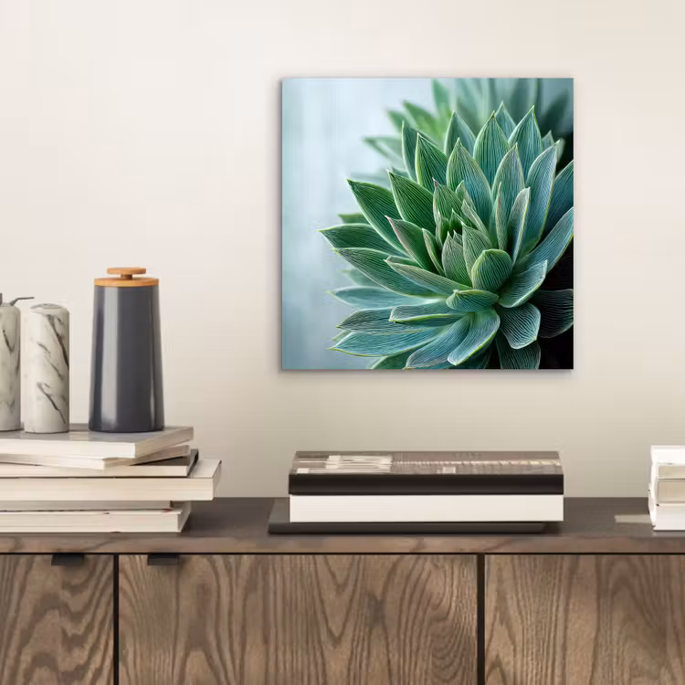Aluminium schilderij - Vetplant - Bladeren - Groen - Wazig — 2