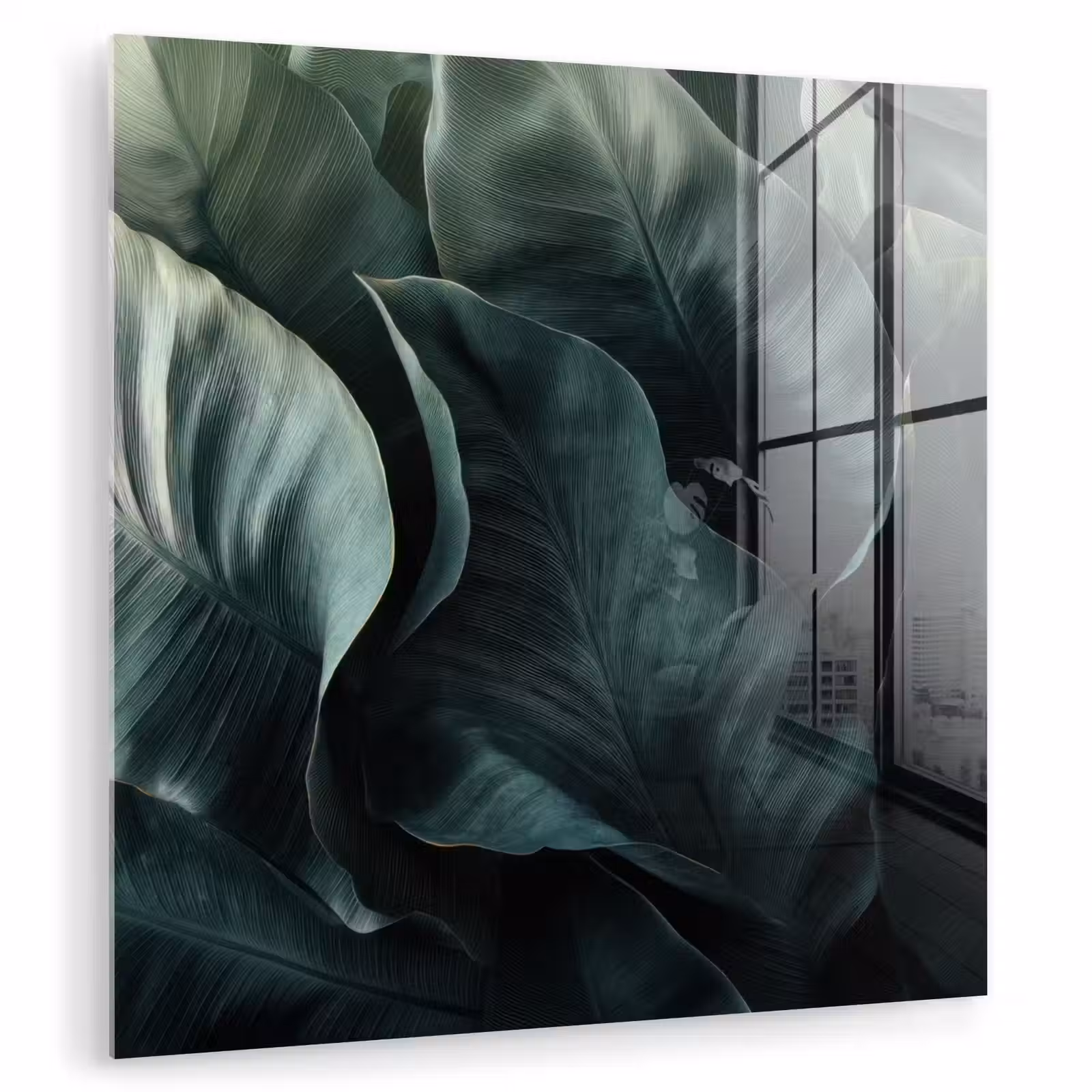 Glas schilderij - Groen - Bladeren - Glad - Nerven — 1
