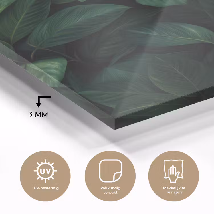Glas schilderij - Bladeren - Ovaal - Groen - Nerven — 3