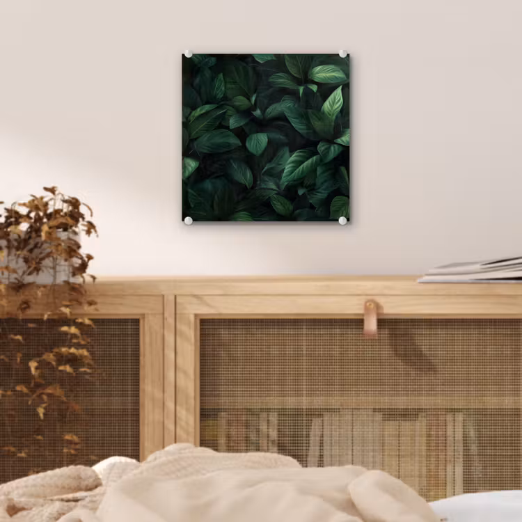 Glas schilderij - Bladeren - Ovaal - Groen - Nerven — 5