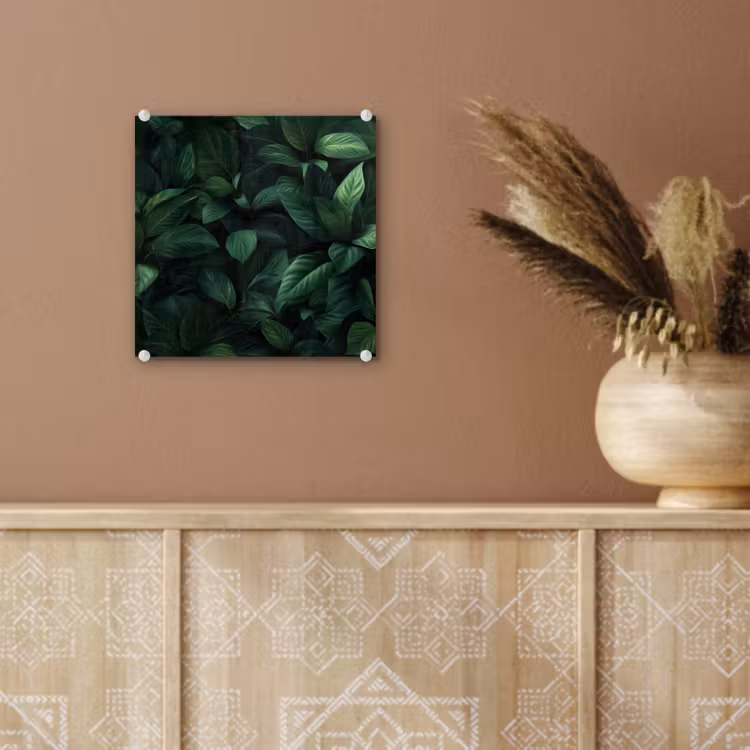 Glas schilderij - Bladeren - Ovaal - Groen - Nerven — 6
