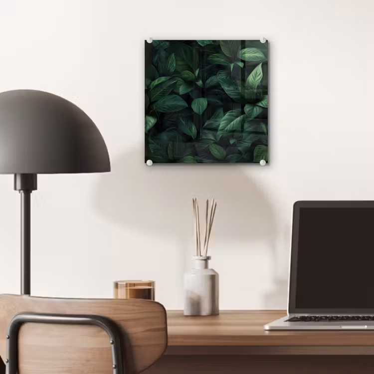 Glas schilderij - Bladeren - Ovaal - Groen - Nerven — 7