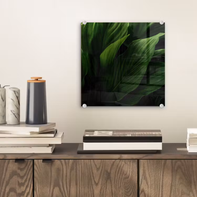 Glas schilderij - Bladeren - Schaduw - Groen - Textuur — 2