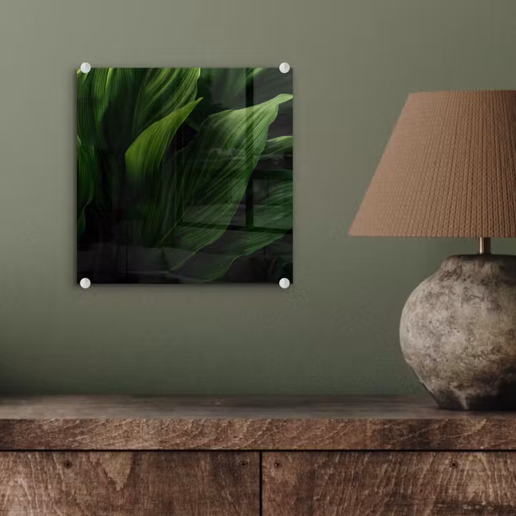Glas schilderij - Bladeren - Schaduw - Groen - Textuur — 4
