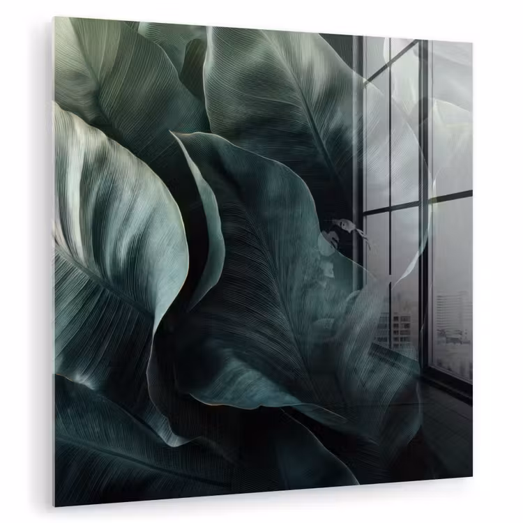 Glas schilderij - Groen - Bladeren - Glad - Nerven — 1