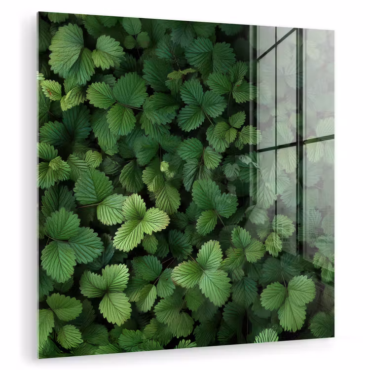 Glas schilderij - Groen - Bladeren - Kartel - Zonlicht — 1