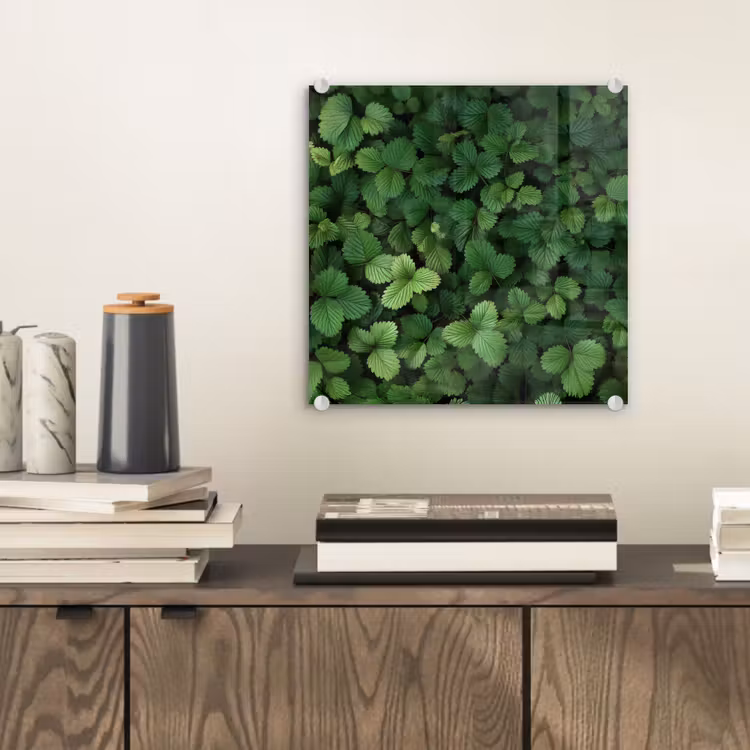 Glas schilderij - Groen - Bladeren - Kartel - Zonlicht — 2