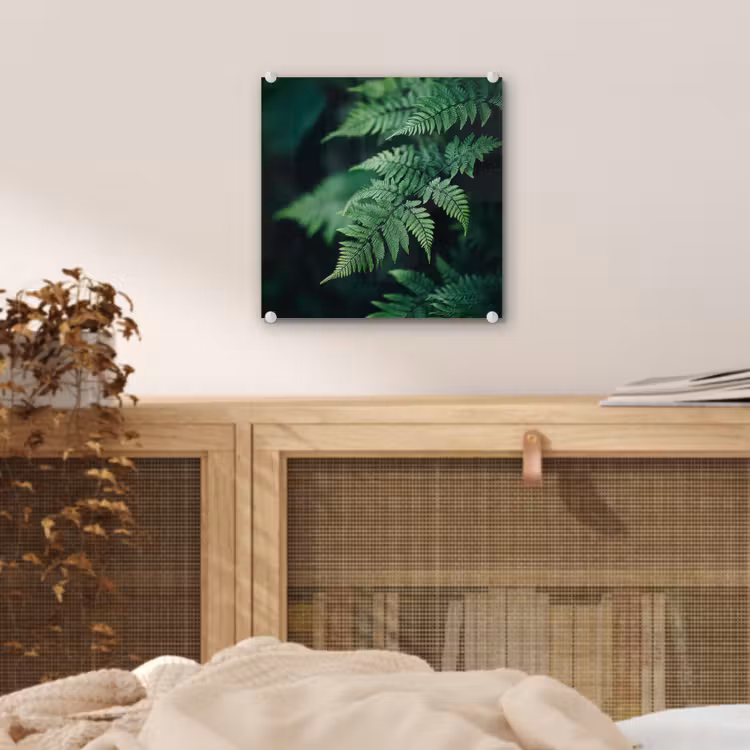 Glas schilderij - Varenblad - Groen - Structuur - Wazig — 5