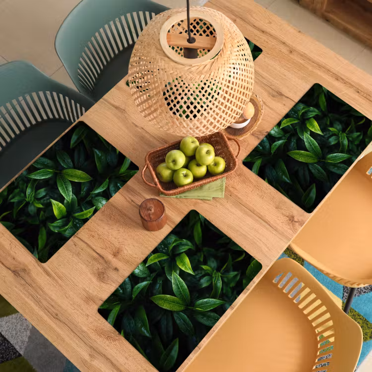 Placemat - 6 stuks - Bladeren - Regendruppels - Licht - Groen — 6