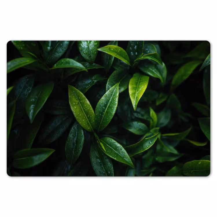 Placemat - 6 stuks - Bladeren - Regendruppels - Licht - Groen — 7