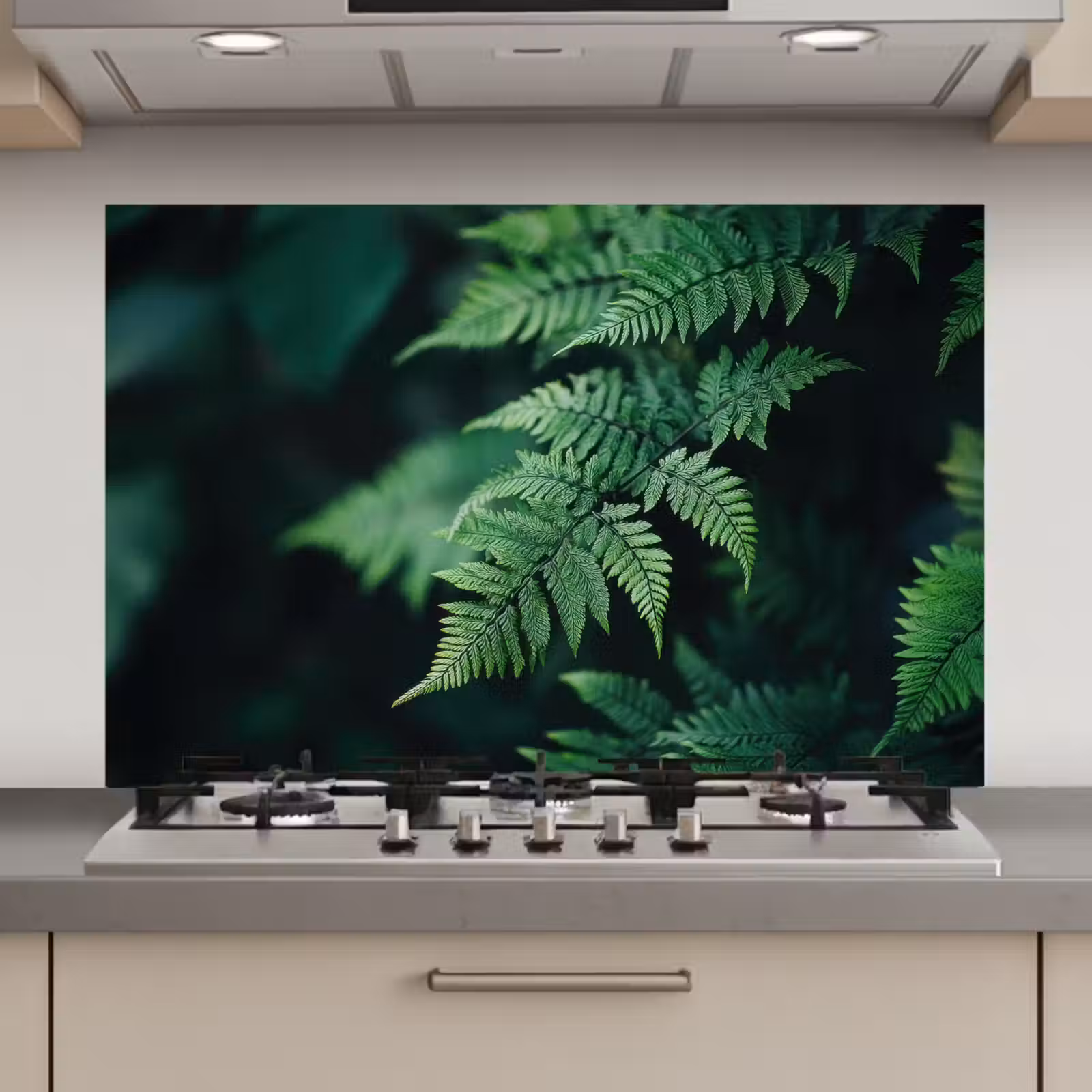 Spatscherm keuken - Varenblad - Groen - Structuur - Wazig — 1