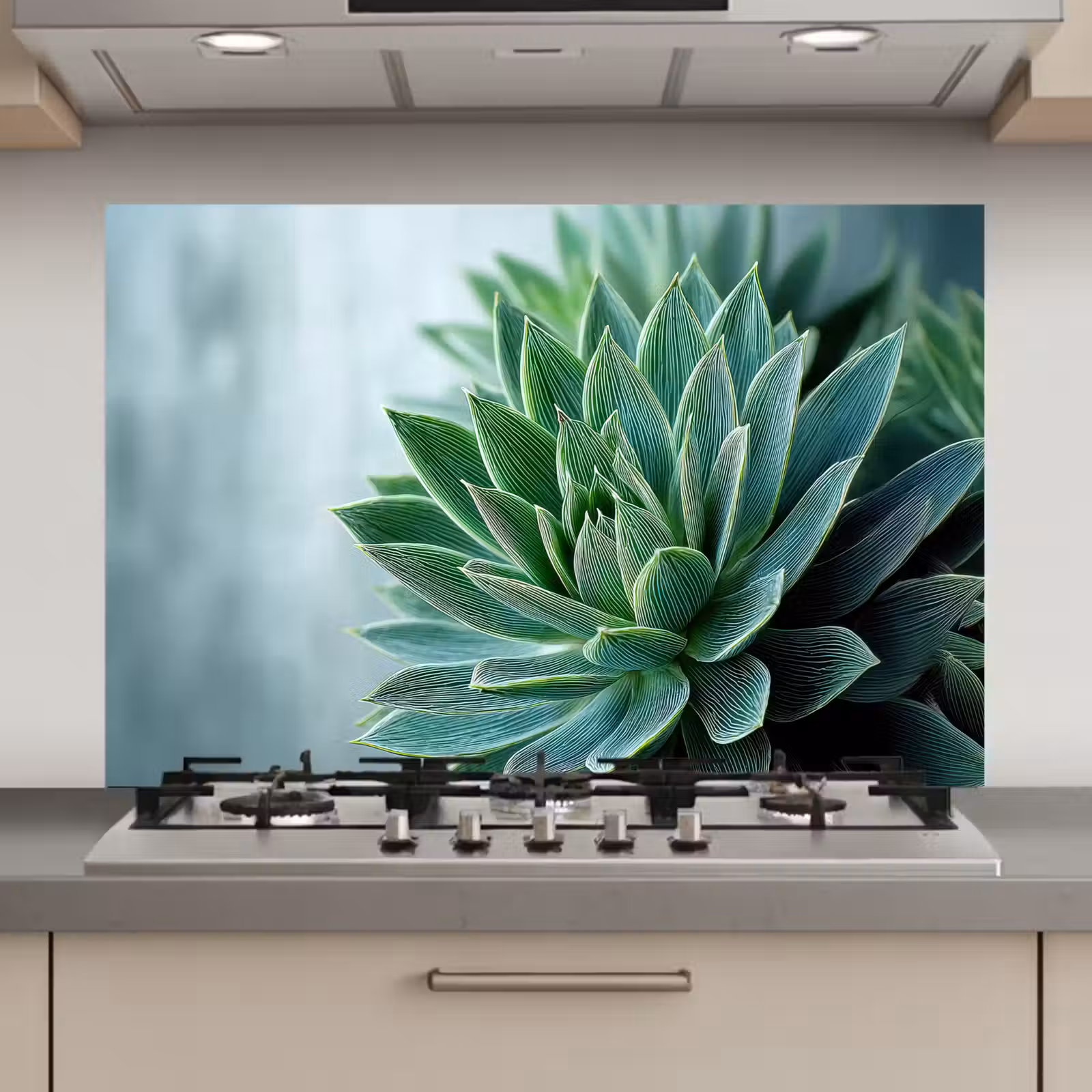 Spatscherm keuken - Vetplant - Bladeren - Groen - Wazig — 1