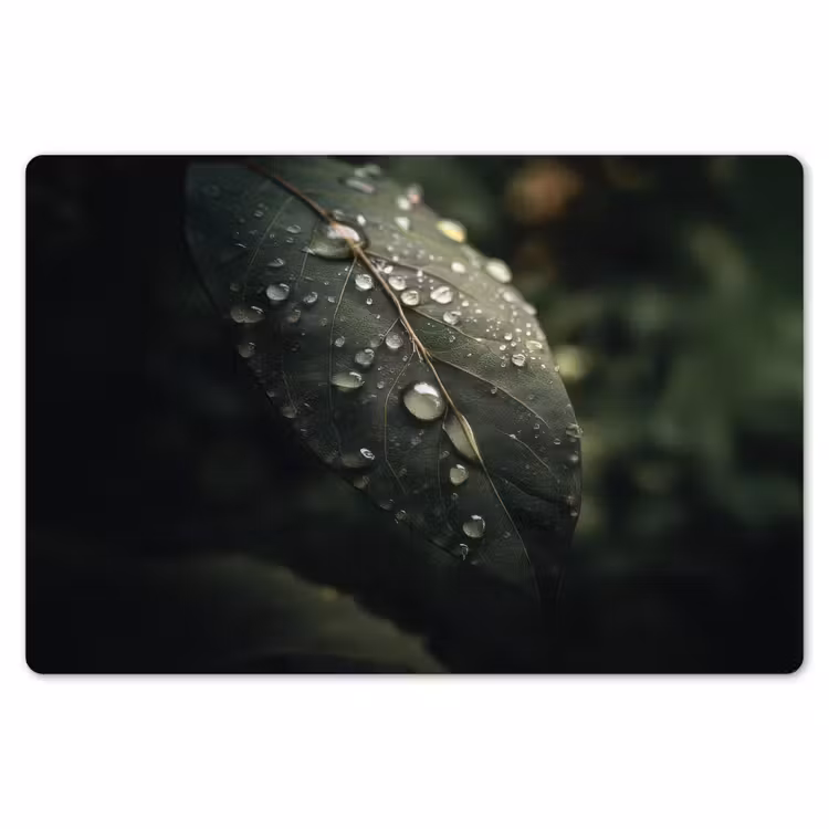 Placemat - 6 stuks - Blad - Groen - Nerven - Regendruppels — 7
