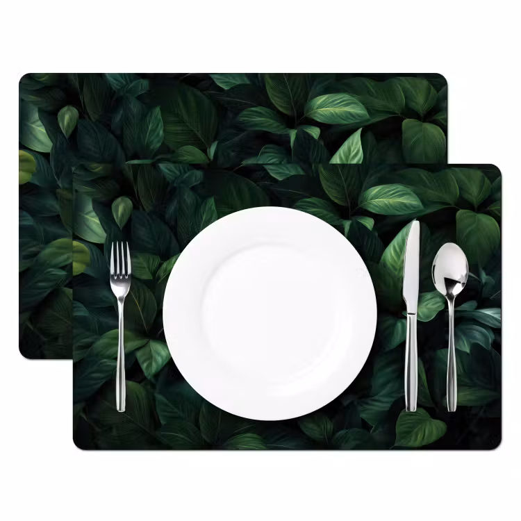 Placemat - 6 stuks - Bladeren - Ovaal - Groen - Nerven — 2