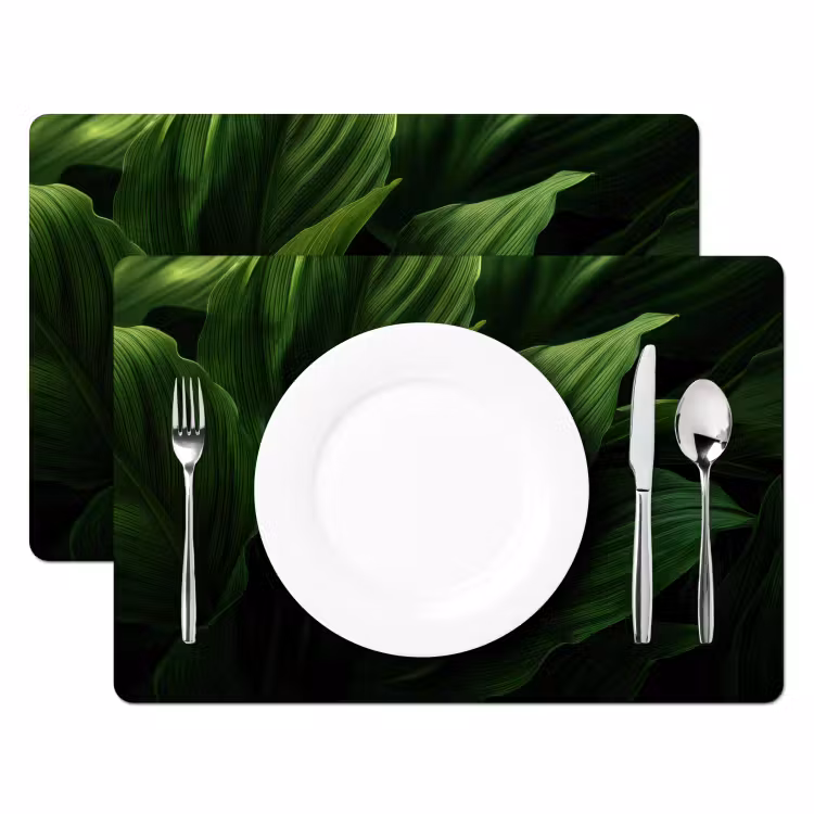 Placemat - 6 stuks - Bladeren - Schaduw - Groen - Textuur — 2