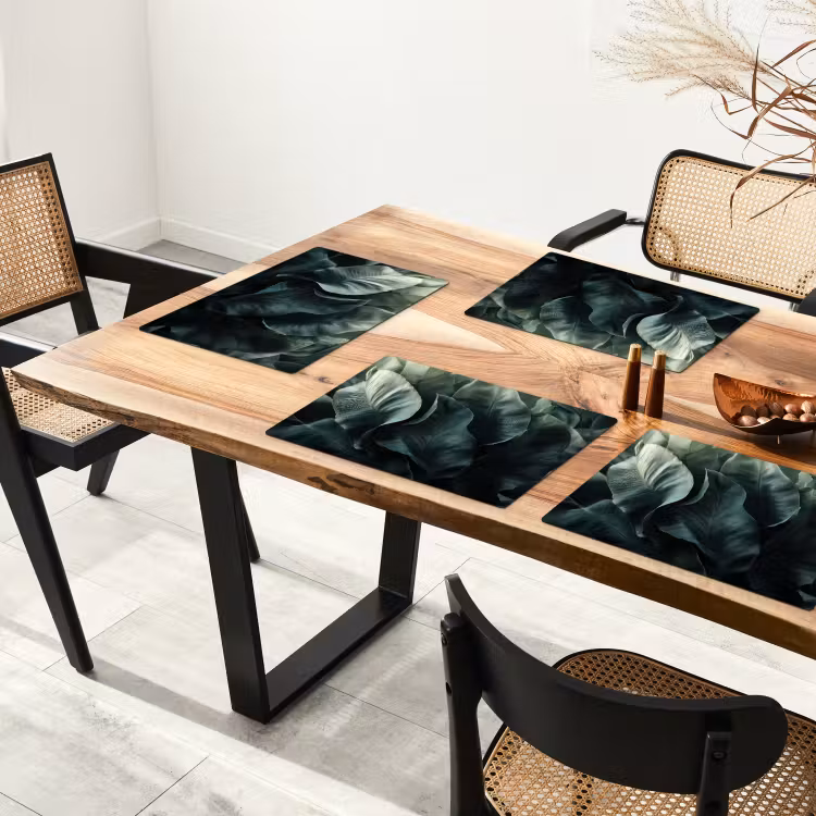 Placemat - 6 stuks - Groen - Bladeren - Glad - Nerven — 5