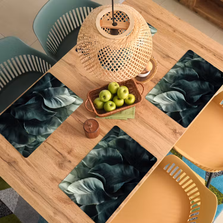 Placemat - 6 stuks - Groen - Bladeren - Glad - Nerven — 6