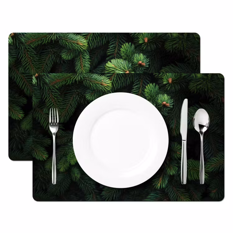 Placemat - 6 stuks - Sparrentakken - Knoppen - Naalden - Groen — 2