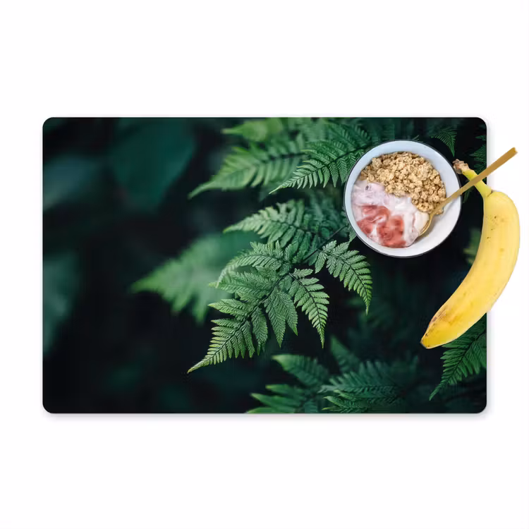Placemat - 6 stuks - Varenblad - Groen - Structuur - Wazig — 1