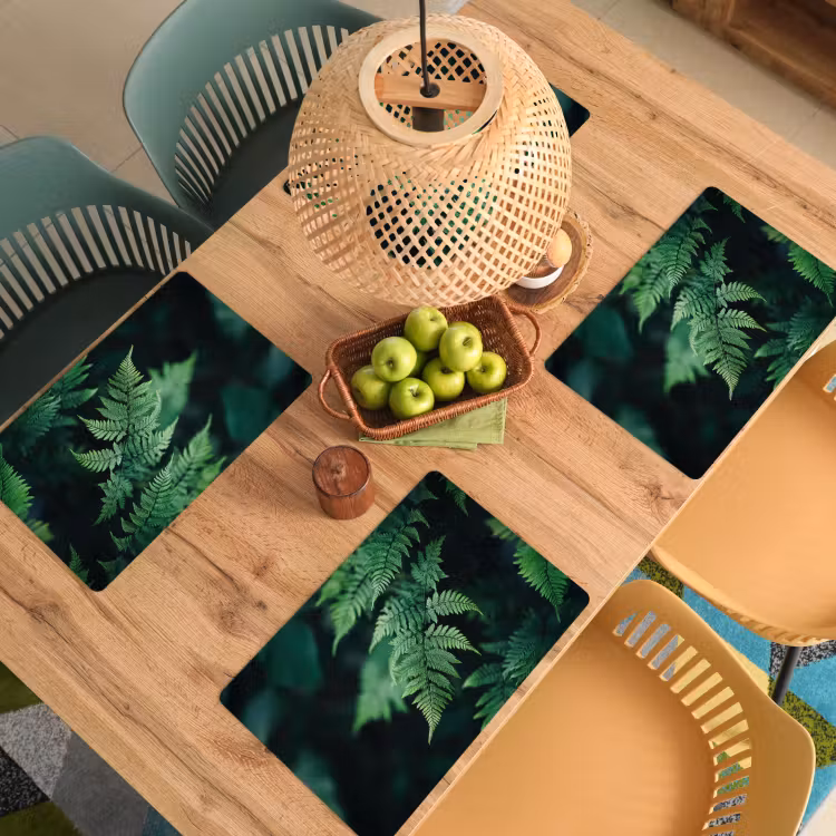 Placemat - 6 stuks - Varenblad - Groen - Structuur - Wazig — 6