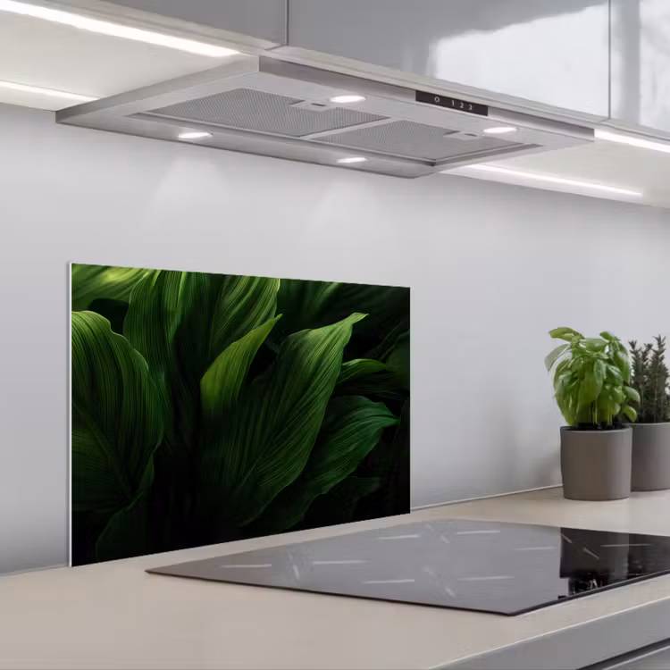 Spatscherm keuken - Bladeren - Schaduw - Groen - Textuur — 5