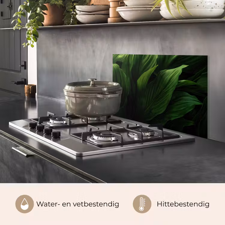 Spatscherm keuken - Bladeren - Schaduw - Groen - Textuur — 7