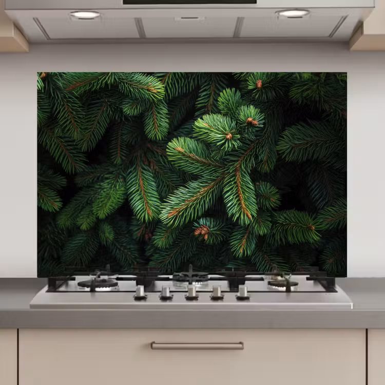 Spatscherm keuken - Sparrentakken - Knoppen - Naalden - Groen — 1