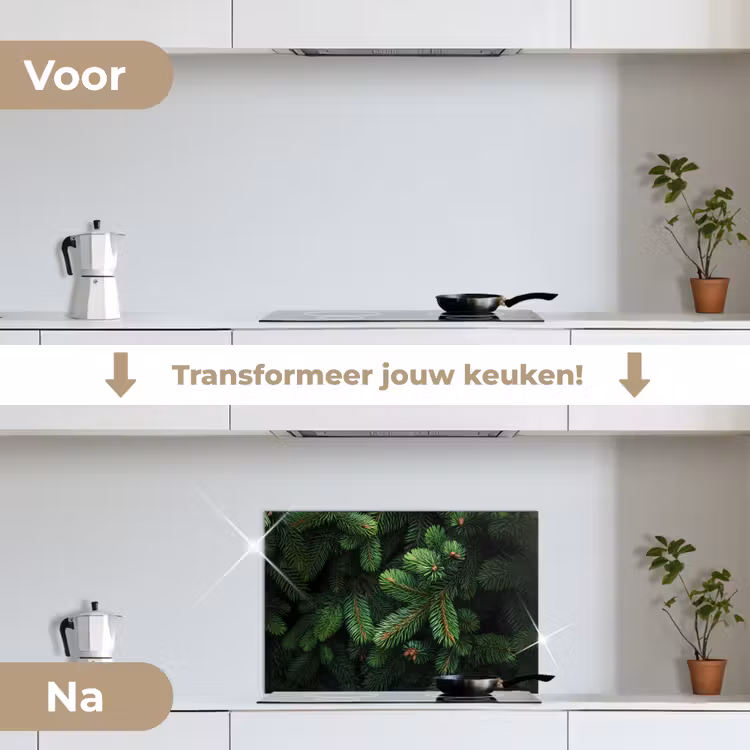 Spatscherm keuken - Sparrentakken - Knoppen - Naalden - Groen — 3