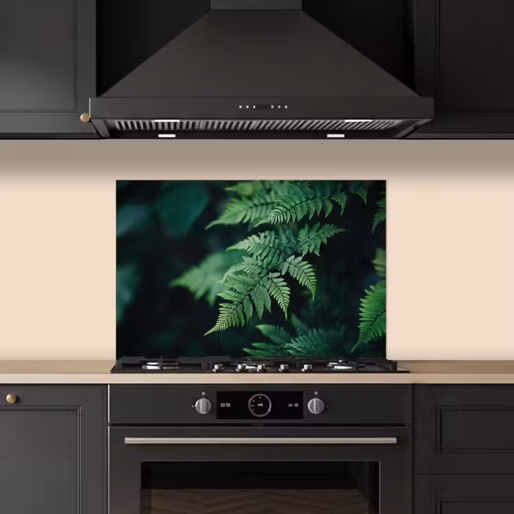 Spatscherm keuken - Varenblad - Groen - Structuur - Wazig — 2