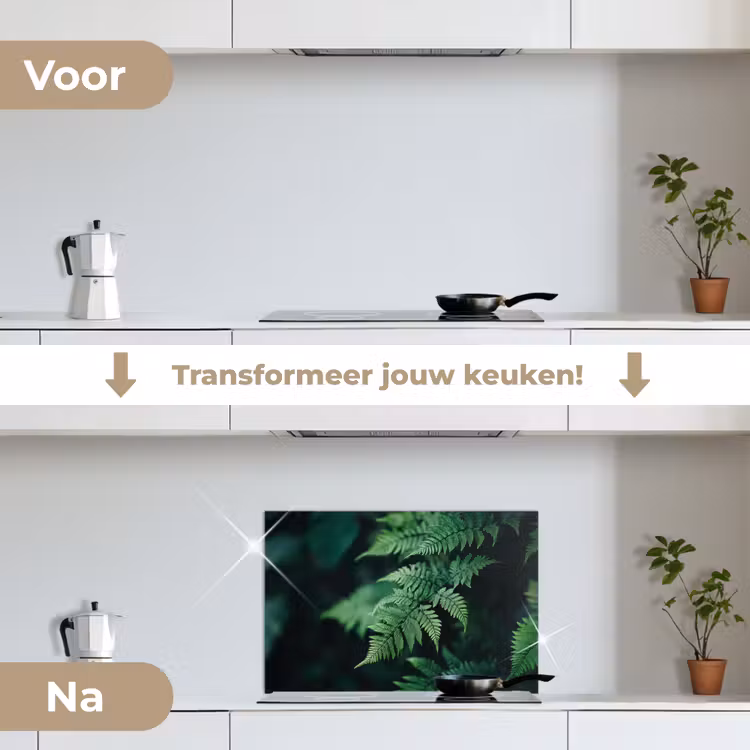 Spatscherm keuken - Varenblad - Groen - Structuur - Wazig — 3
