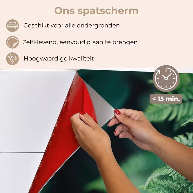Spatscherm keuken - Varenblad - Groen - Structuur - Wazig — 4