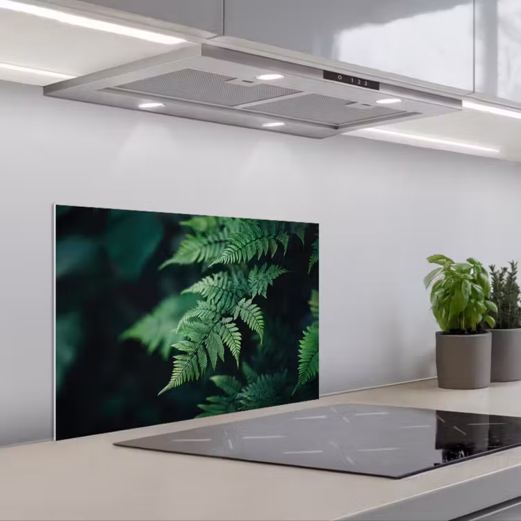 Spatscherm keuken - Varenblad - Groen - Structuur - Wazig — 5