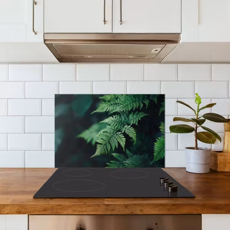 Spatscherm keuken - Varenblad - Groen - Structuur - Wazig — 6