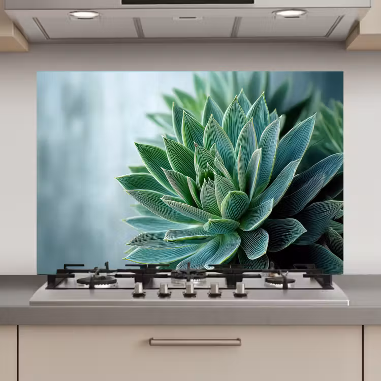 Spatscherm keuken - Vetplant - Bladeren - Groen - Wazig — 1