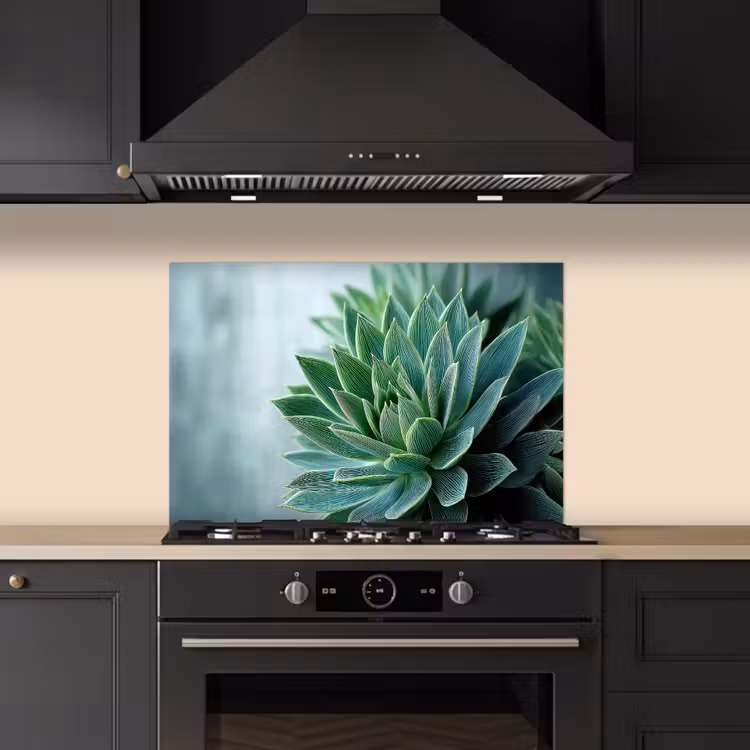 Spatscherm keuken - Vetplant - Bladeren - Groen - Wazig — 2