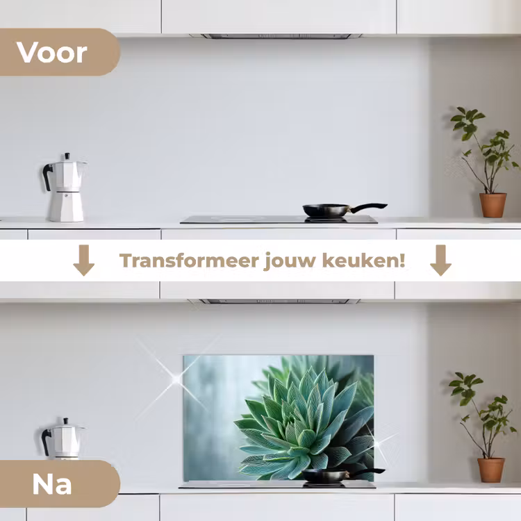 Spatscherm keuken - Vetplant - Bladeren - Groen - Wazig — 3