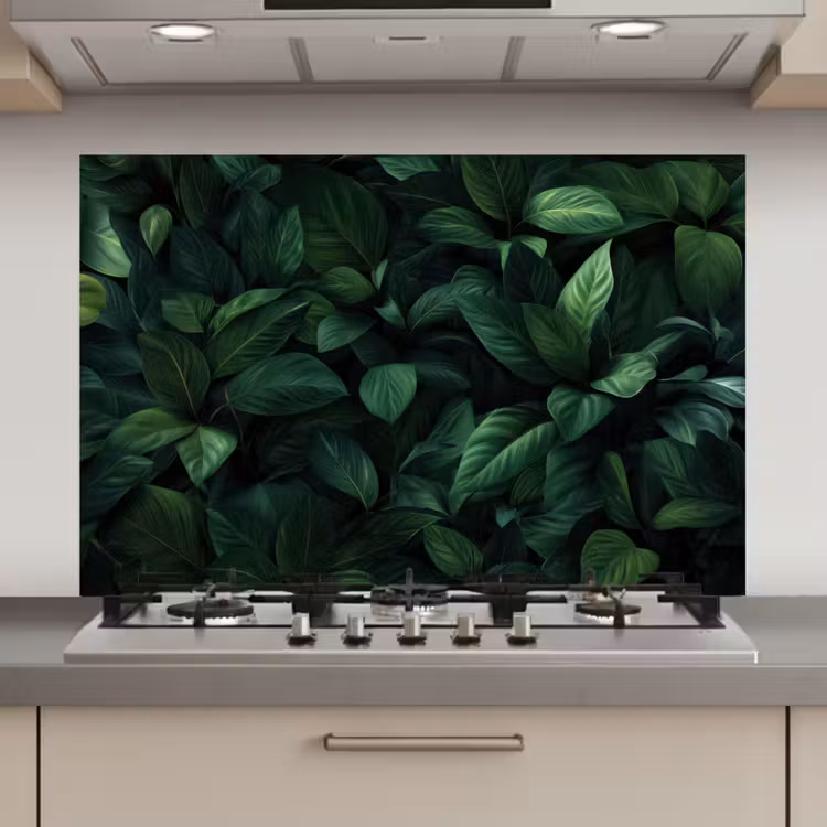 Spatscherm keuken - Bladeren - Ovaal - Groen - Nerven — 1