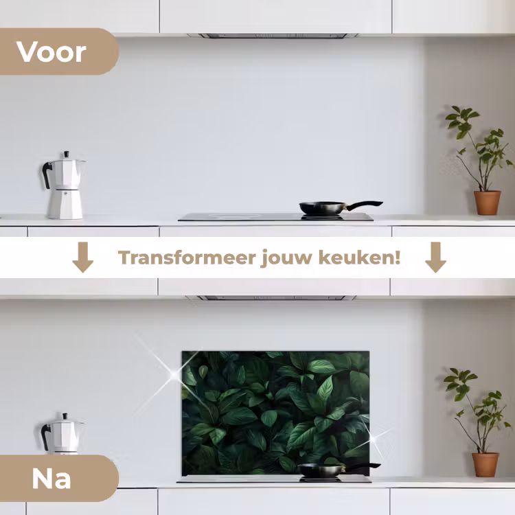 Spatscherm keuken - Bladeren - Ovaal - Groen - Nerven — 3