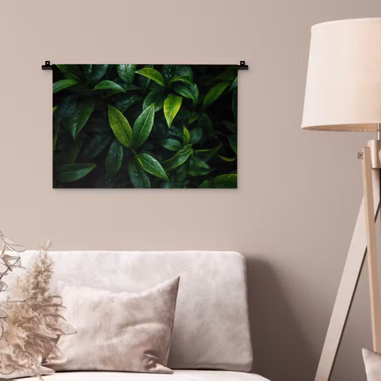 Wandkleed - Bladeren - Regendruppels - Licht - Groen — 2