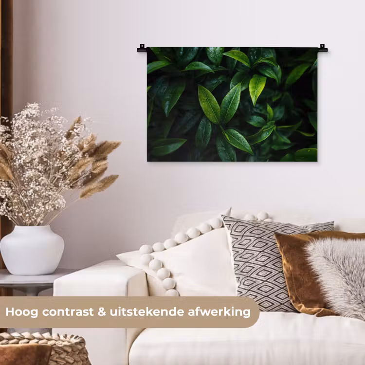 Wandkleed - Bladeren - Regendruppels - Licht - Groen — 4