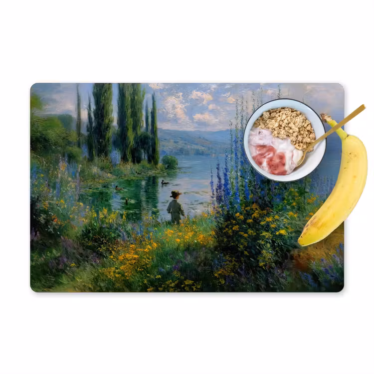 Placemat - 6 stuks - Bloemen - Meer - Bergen - Groen — 1