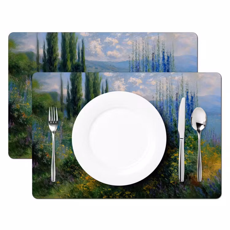 Placemat - 6 stuks - Bloemen - Meer - Bergen - Groen — 2