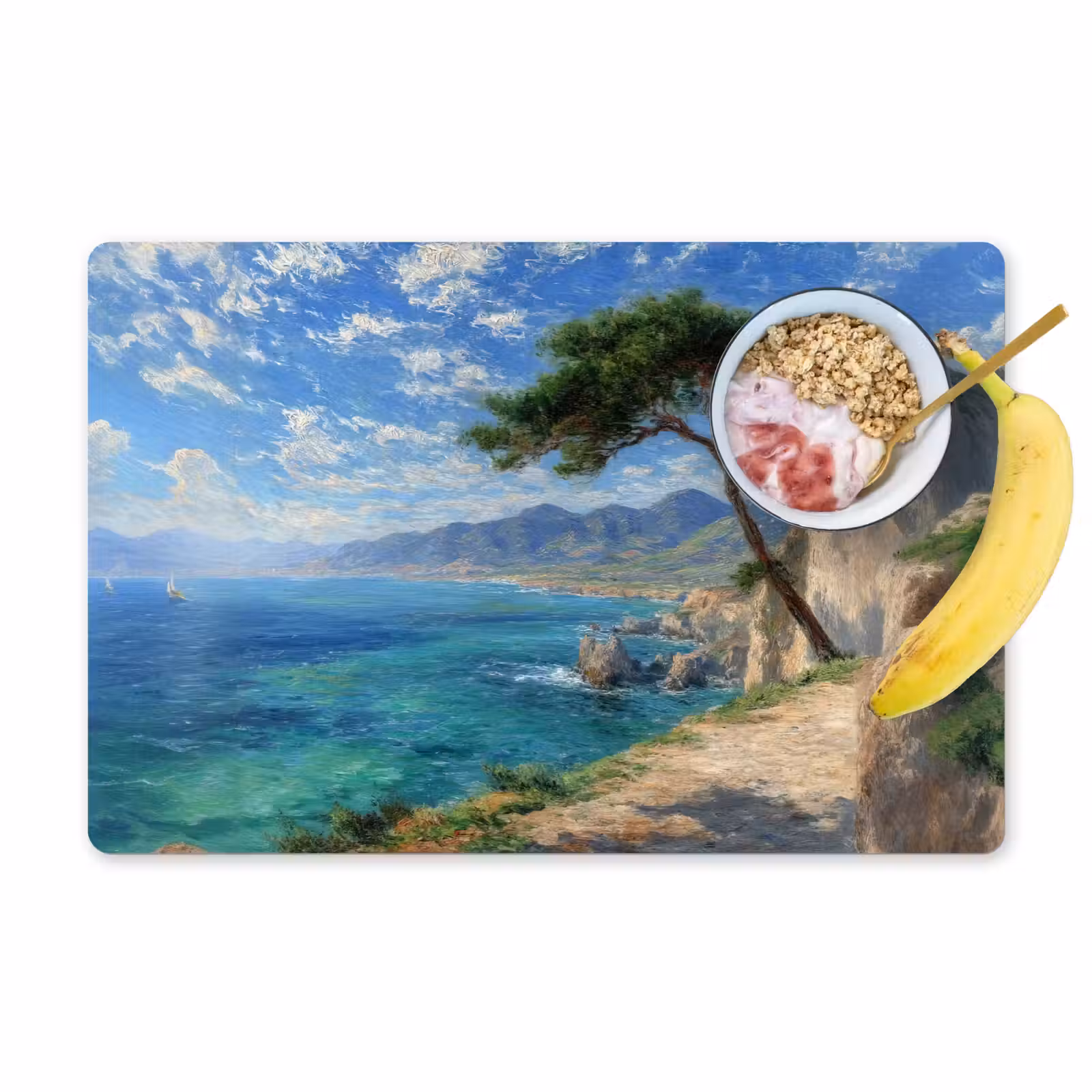 Placemat - 6 stuks - Rotsen - Kustlijn - Boom - Bergen — 1